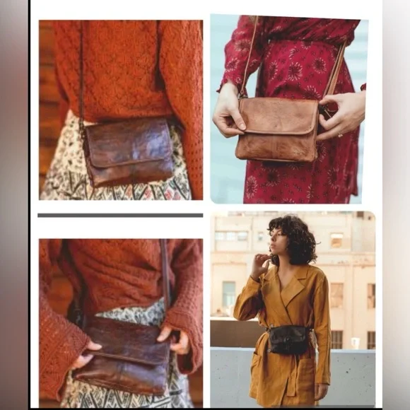 NWOT Bed Stu Leather Ziggy Clutch Crossbody Belt Bag Tan Rustic Retail $165 - Picture 16 of 16